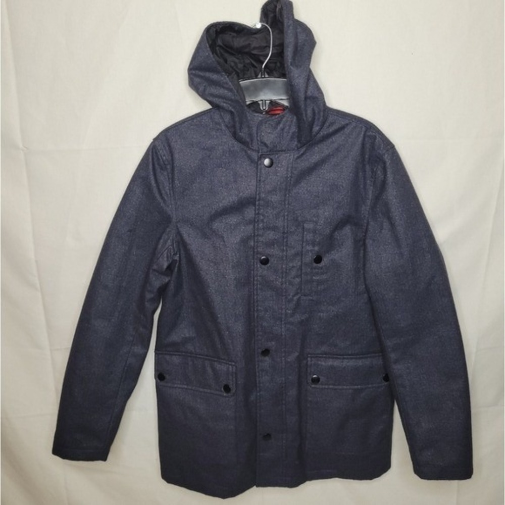 Kenneth Cole New York Navy Blue Hooded Coat